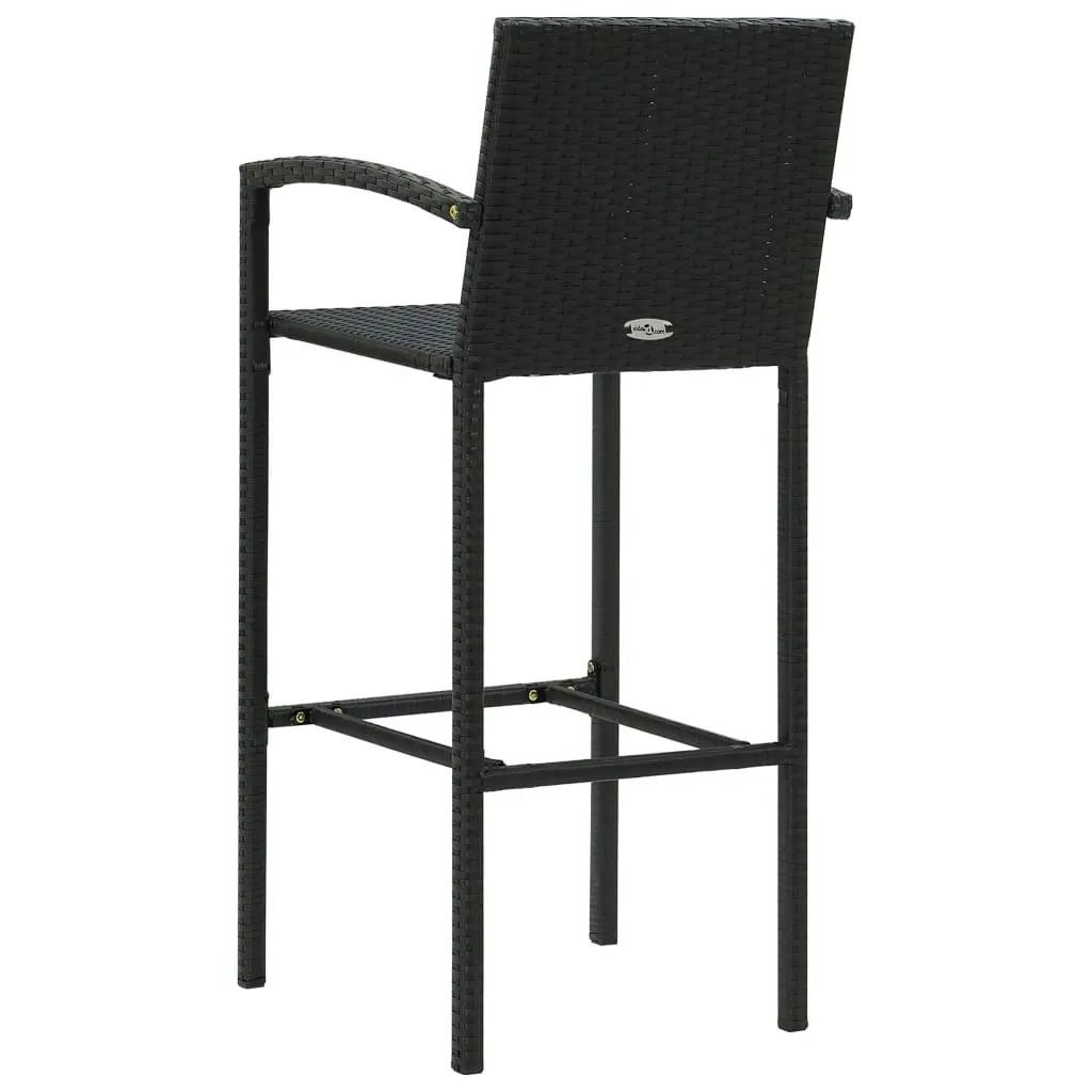 5 Piece Outdoor Bar Set with Armrest Poly Rattan Black 3064811