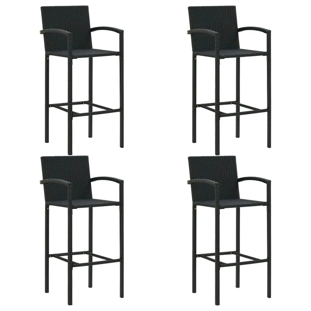 5 Piece Outdoor Bar Set with Armrest Poly Rattan Black 3064811