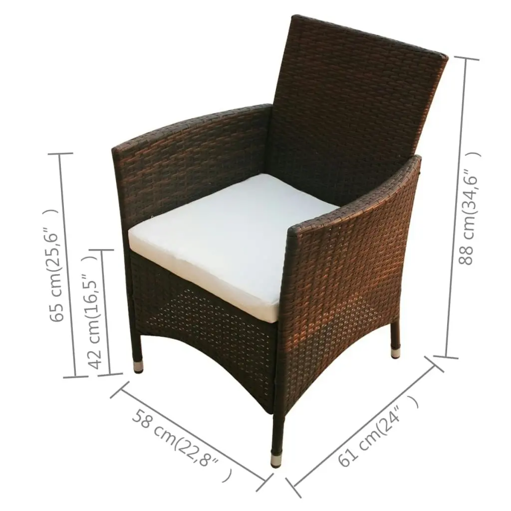 5 Piece Outdoor Dining Set with Cushions Poly Rattan Brown 43121