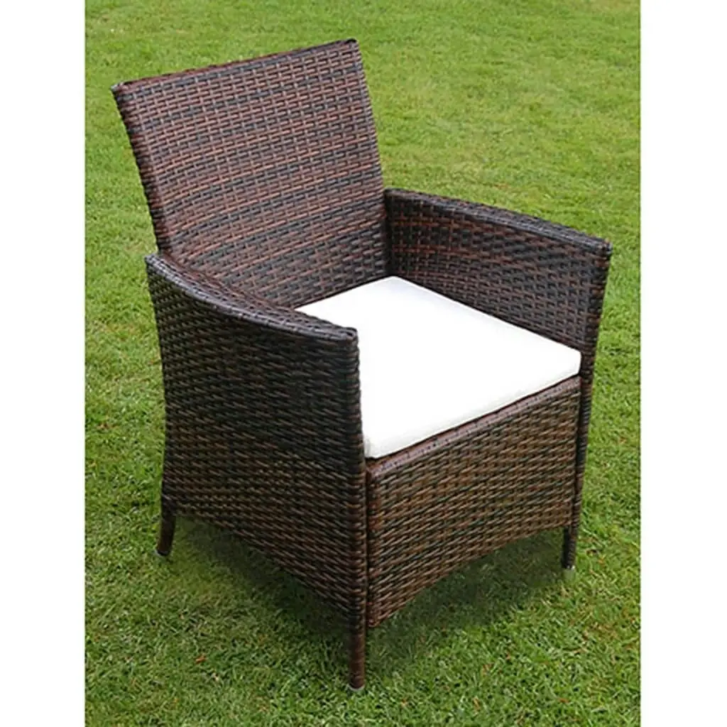 5 Piece Outdoor Dining Set with Cushions Poly Rattan Brown 43121