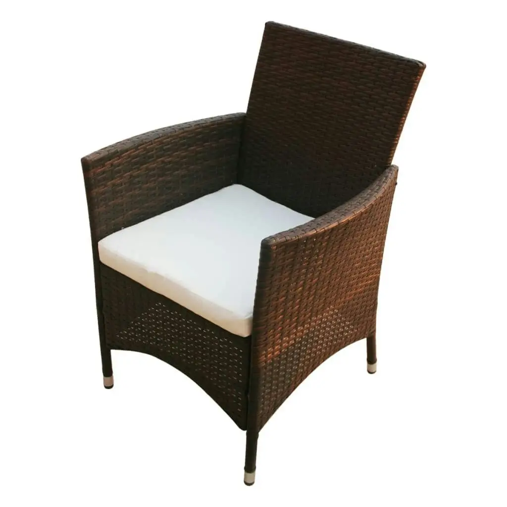 5 Piece Outdoor Dining Set with Cushions Poly Rattan Brown 43121