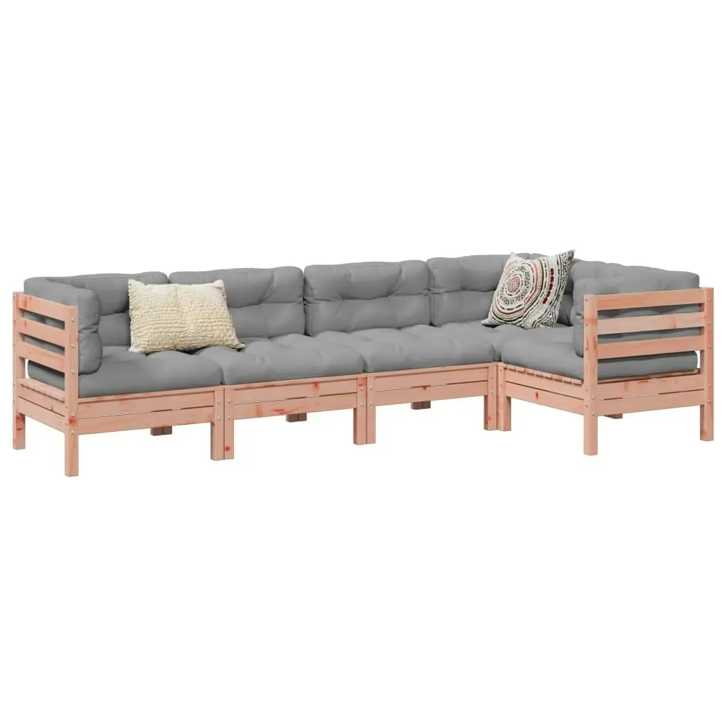 5 Piece Garden Sofa Set with Cushions Solid Wood Douglas Fir 3299439