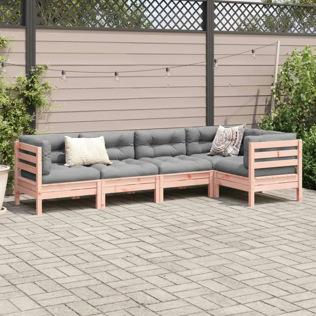 5 Piece Garden Sofa Set with Cushions Solid Wood Douglas Fir 3299439