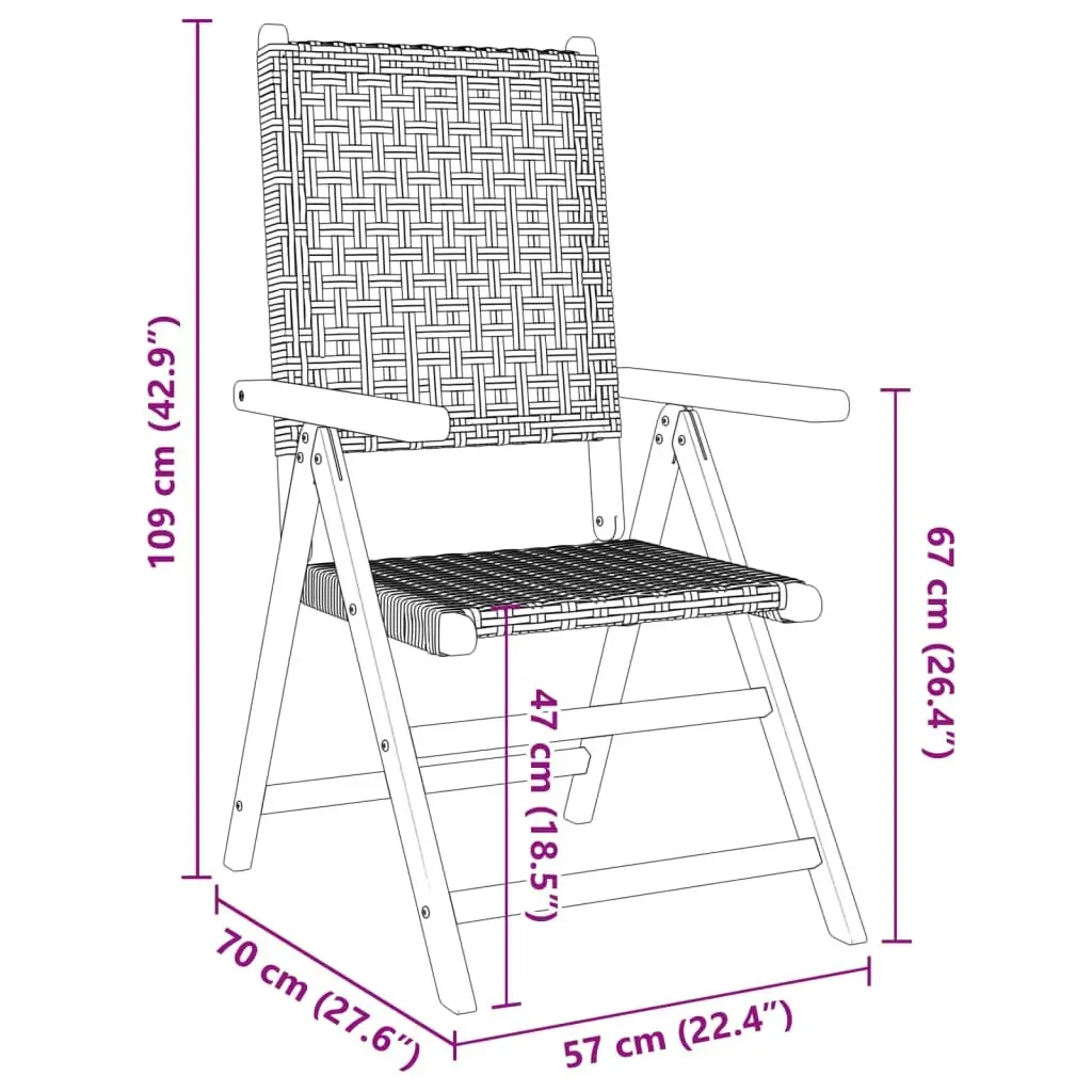 7 Piece Garden Dining Set Grey Poly Rattan and Solid Wood 3281719