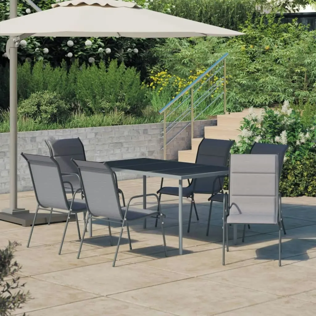 7 Piece Outdoor Dining Set Steel Anthracite 3072513