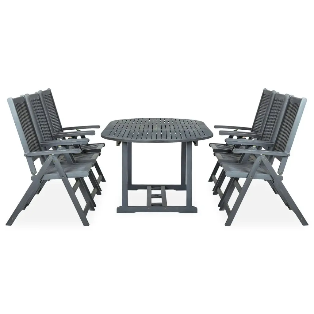 7 Piece Outdoor Dining Set Solid Acacia Wood Grey 47278