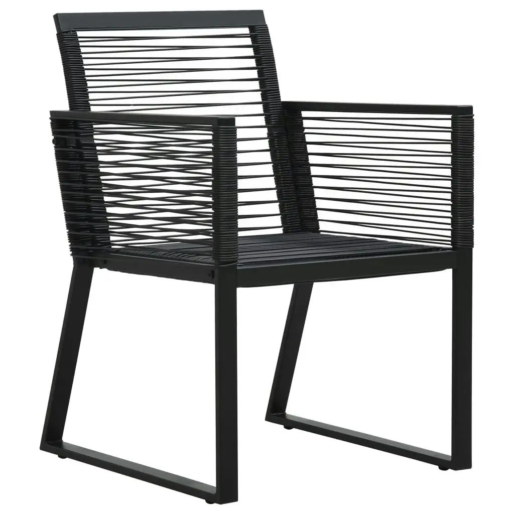 7 Piece Outdoor Dining Set PVC Rattan Black 3060216