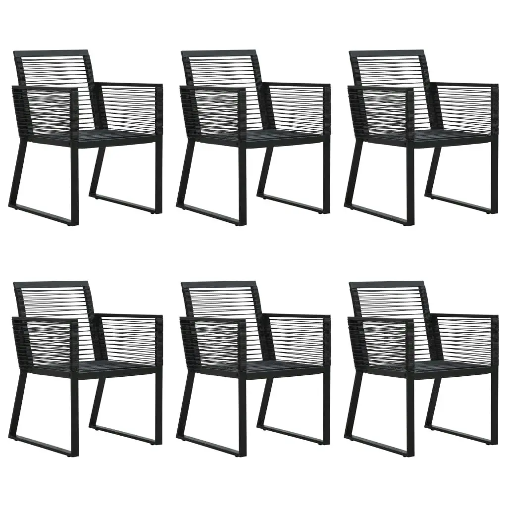 7 Piece Outdoor Dining Set PVC Rattan Black 3060216