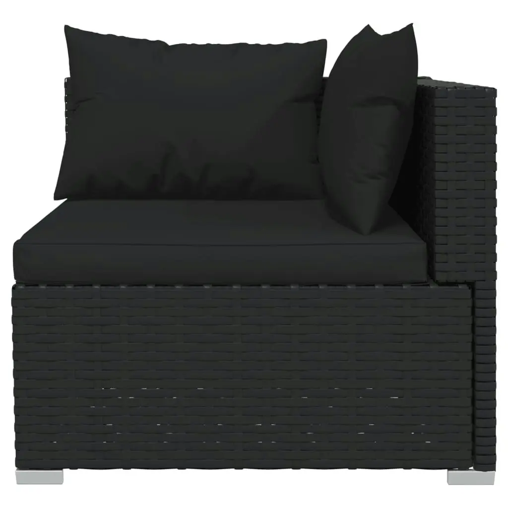 7 Piece Garden Lounge Set with Cushions Poly Rattan Black 3102232