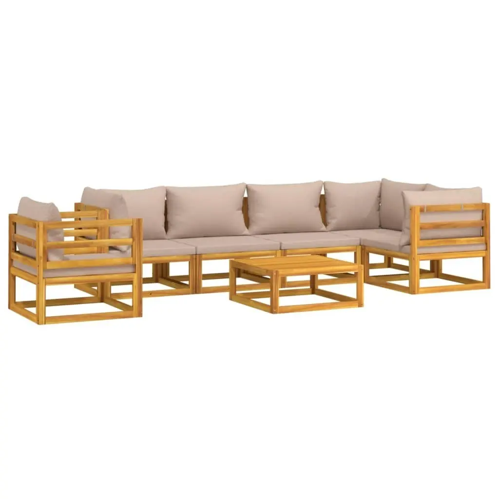 7 Piece Garden Lounge Set with Taupe Cushions Solid Wood 3155274