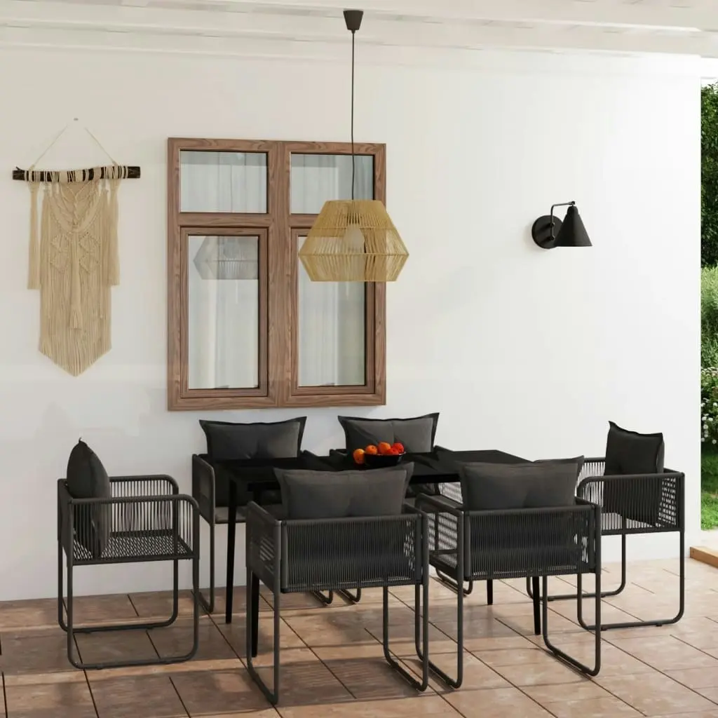 7 Piece Garden Dining Set Black 3099086