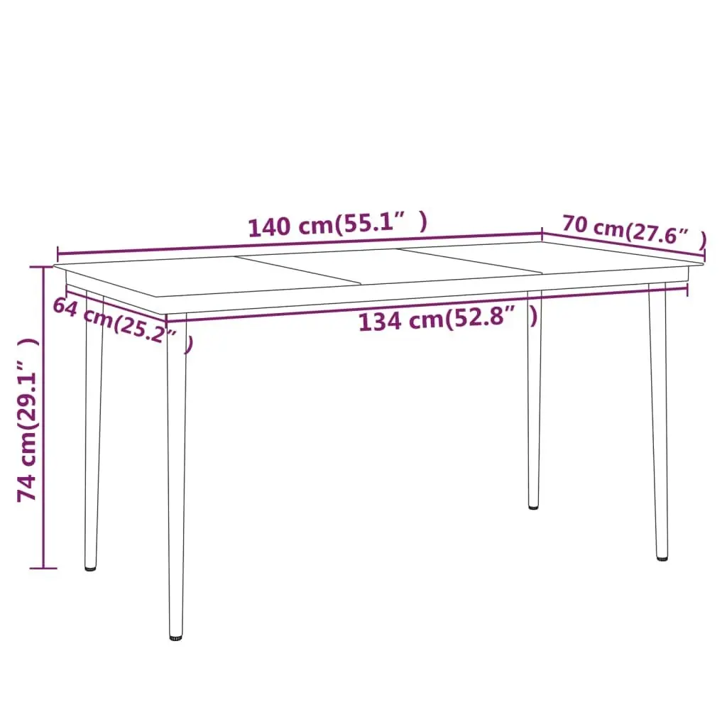 7 Piece Garden Dining Set Black 3099086