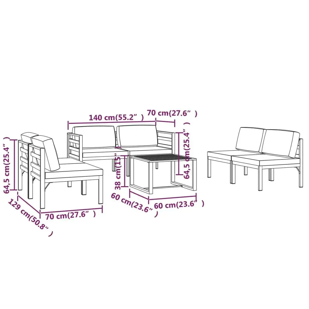 7 Piece Garden Lounge Set with Cushions Aluminium Anthracite 3107803