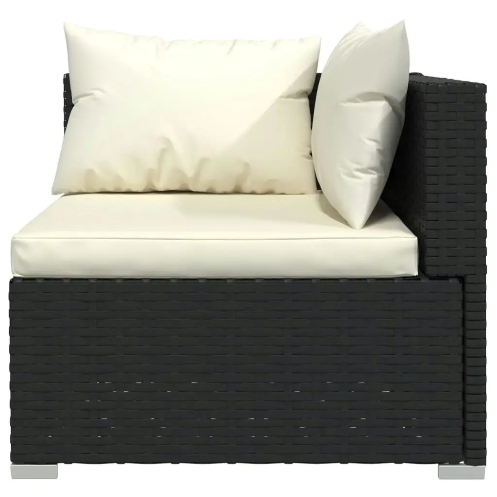 7 Piece Garden Lounge Set with Cushions Poly Rattan Black 3101887