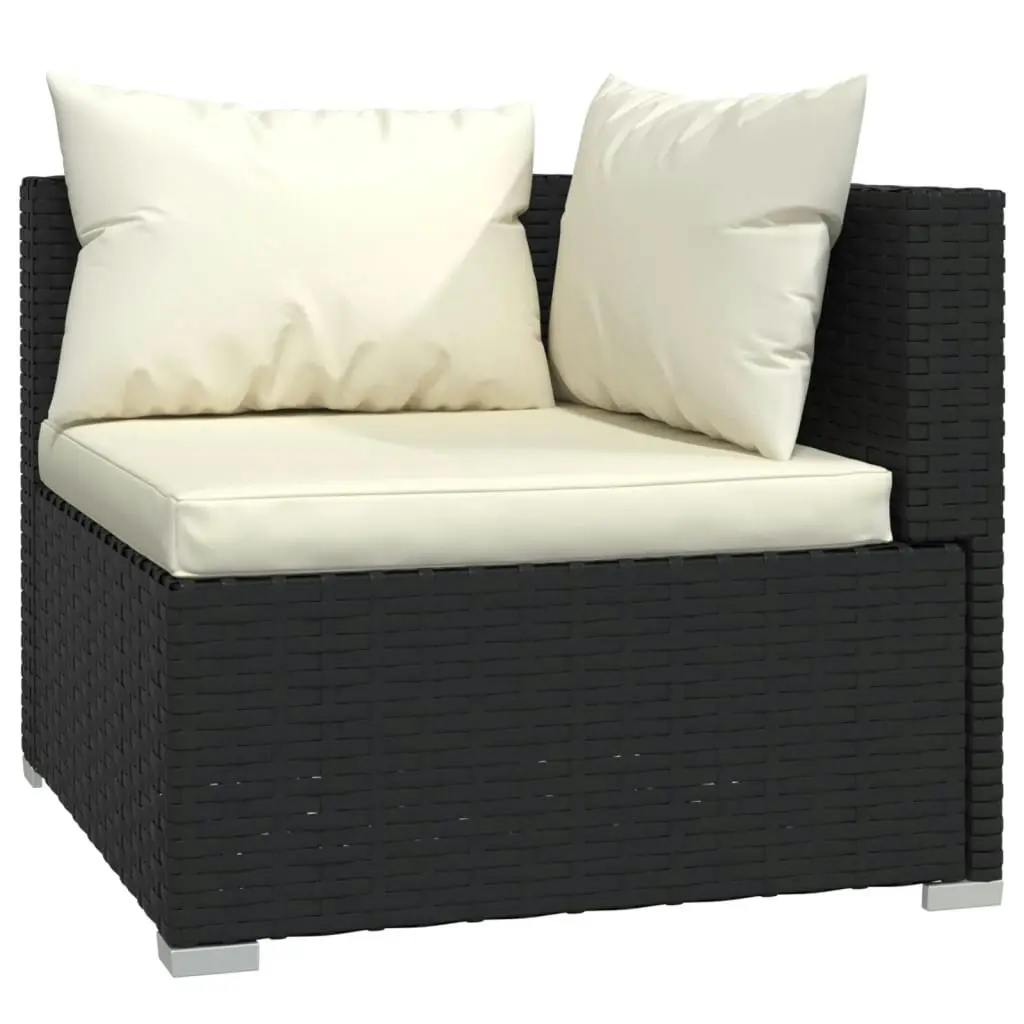 7 Piece Garden Lounge Set with Cushions Poly Rattan Black 3101887