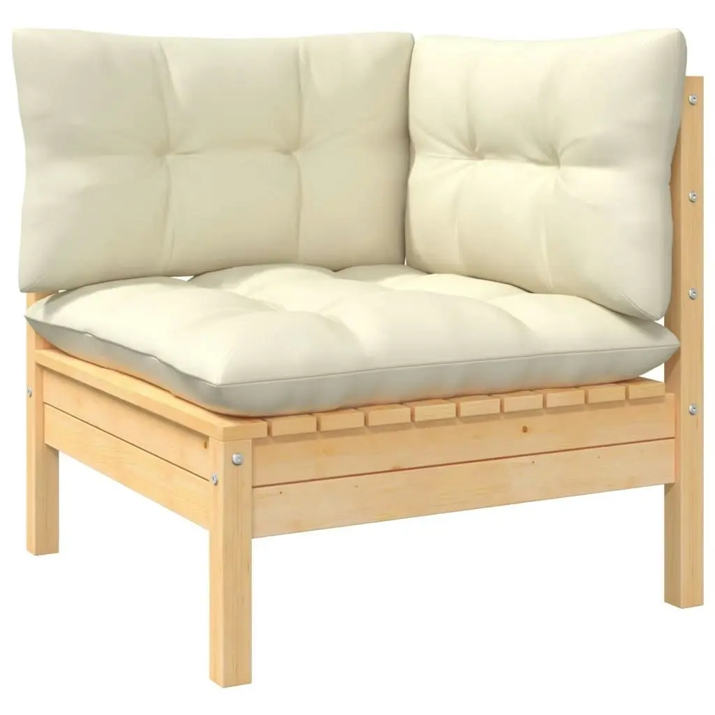 7 Piece Garden Lounge Set with Cream Cushions Solid Pinewood 3096202