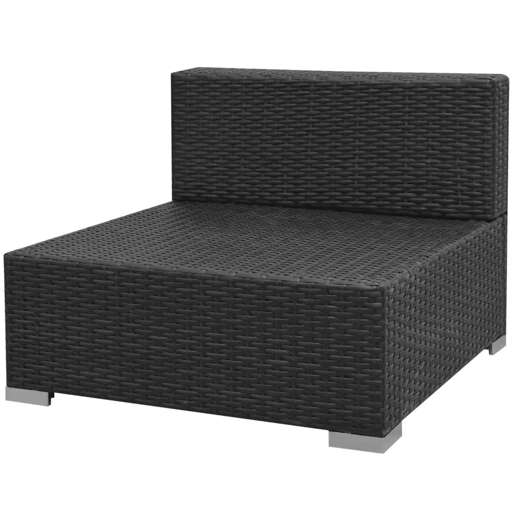 7 Piece Garden Lounge Set with Canopy Poly Rattan Black 42750