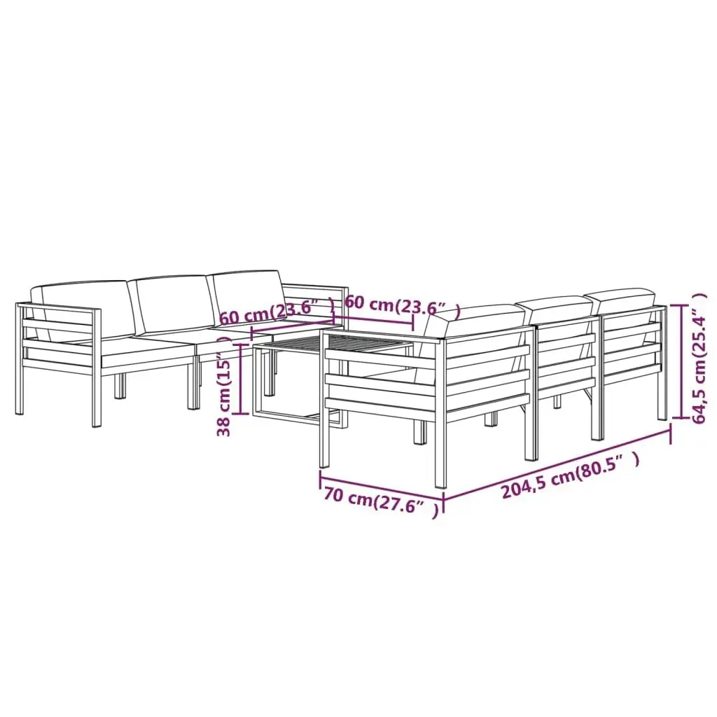 7 Piece Garden Lounge Set with Cushions Aluminium Anthracite 3107805