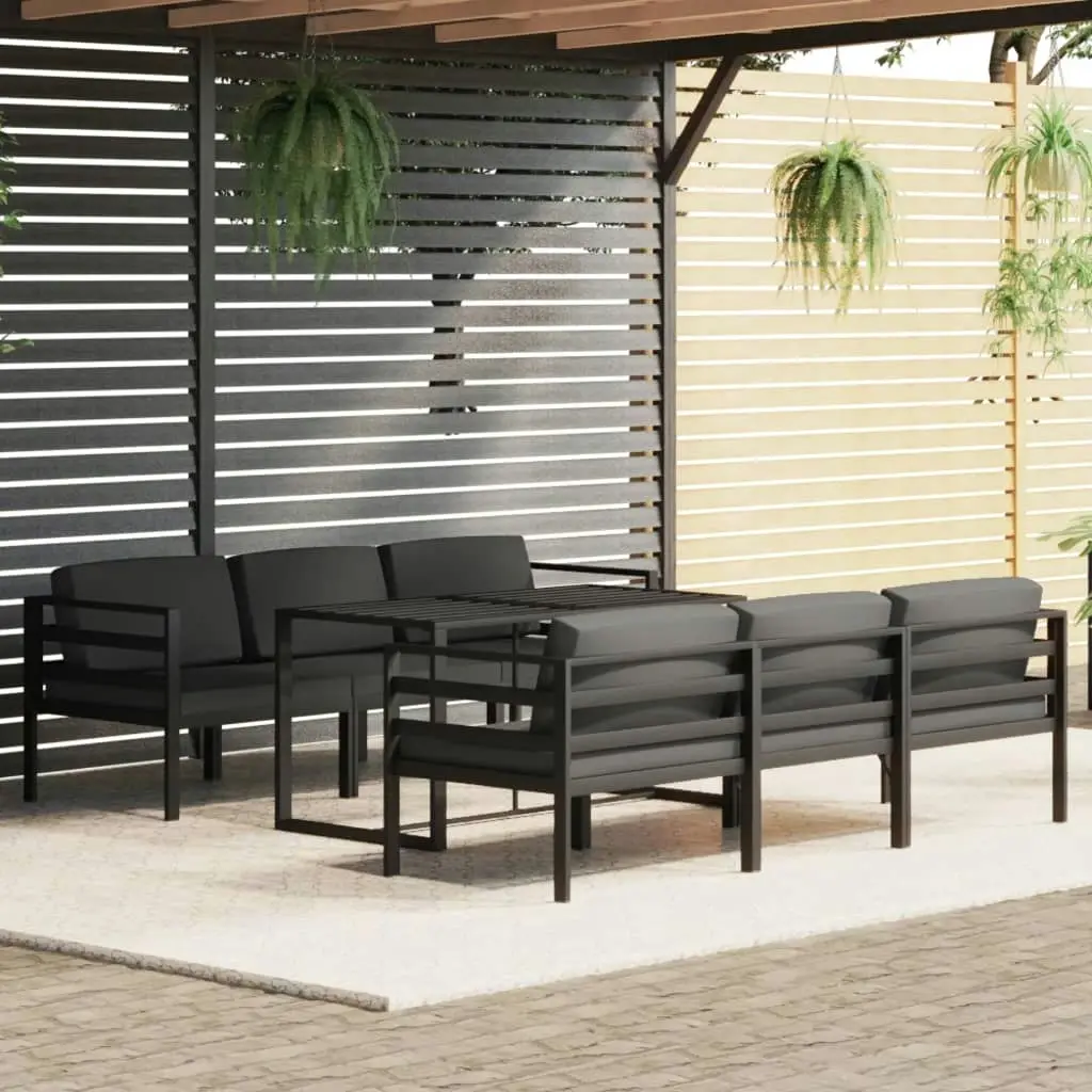 7 Piece Garden Lounge Set with Cushions Aluminium Anthracite 3115923