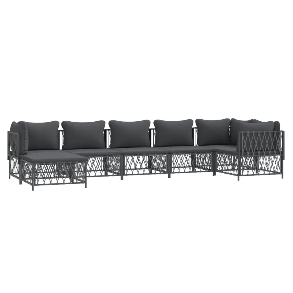 7 Piece Garden Lounge Set with Cushions Anthracite Steel 3186897