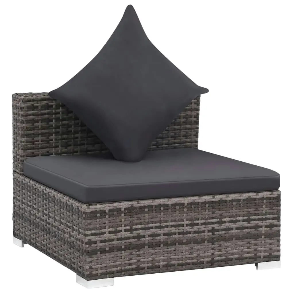 7 Piece Garden Lounge Set with Cushions Poly Rattan Grey 44428