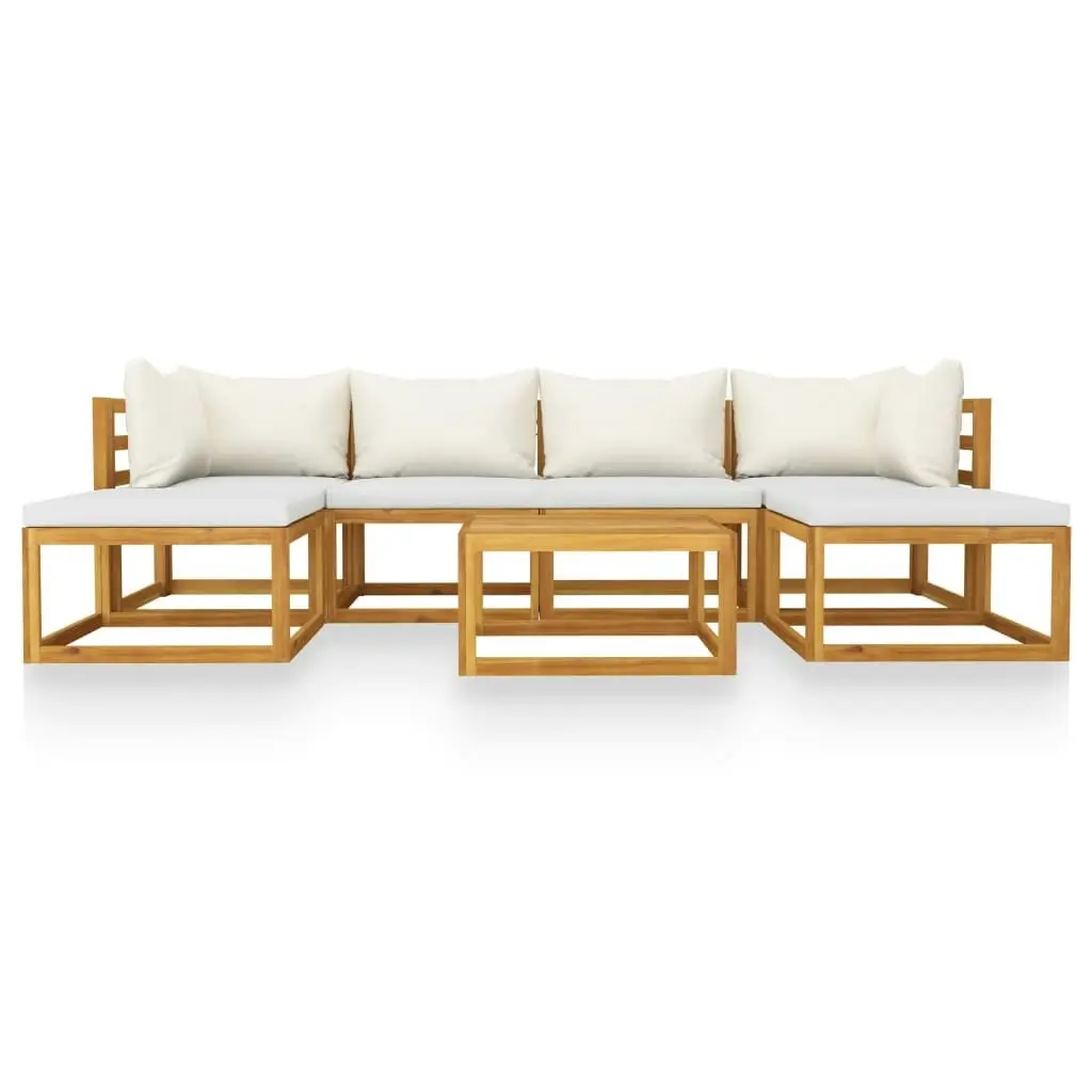 7 Piece Garden Lounge Set with Cushion Cream Solid Acacia Wood 3057652