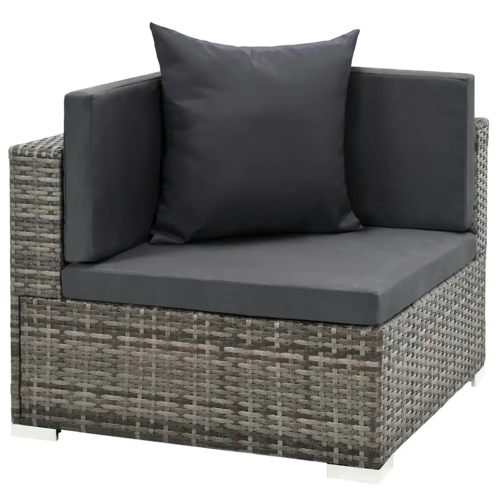 7 Piece Garden Lounge Set with Cushions Poly Rattan Grey 44601