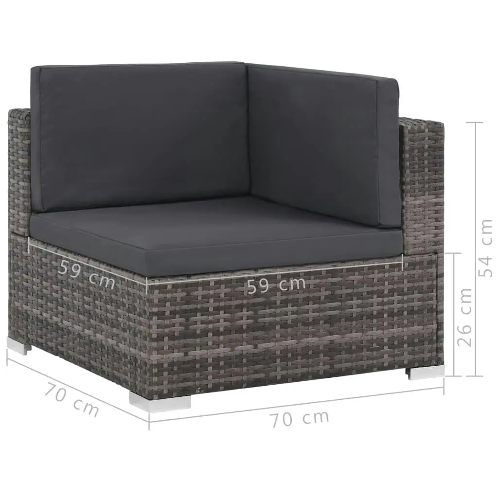 7 Piece Garden Lounge Set with Cushions Poly Rattan Grey 44601