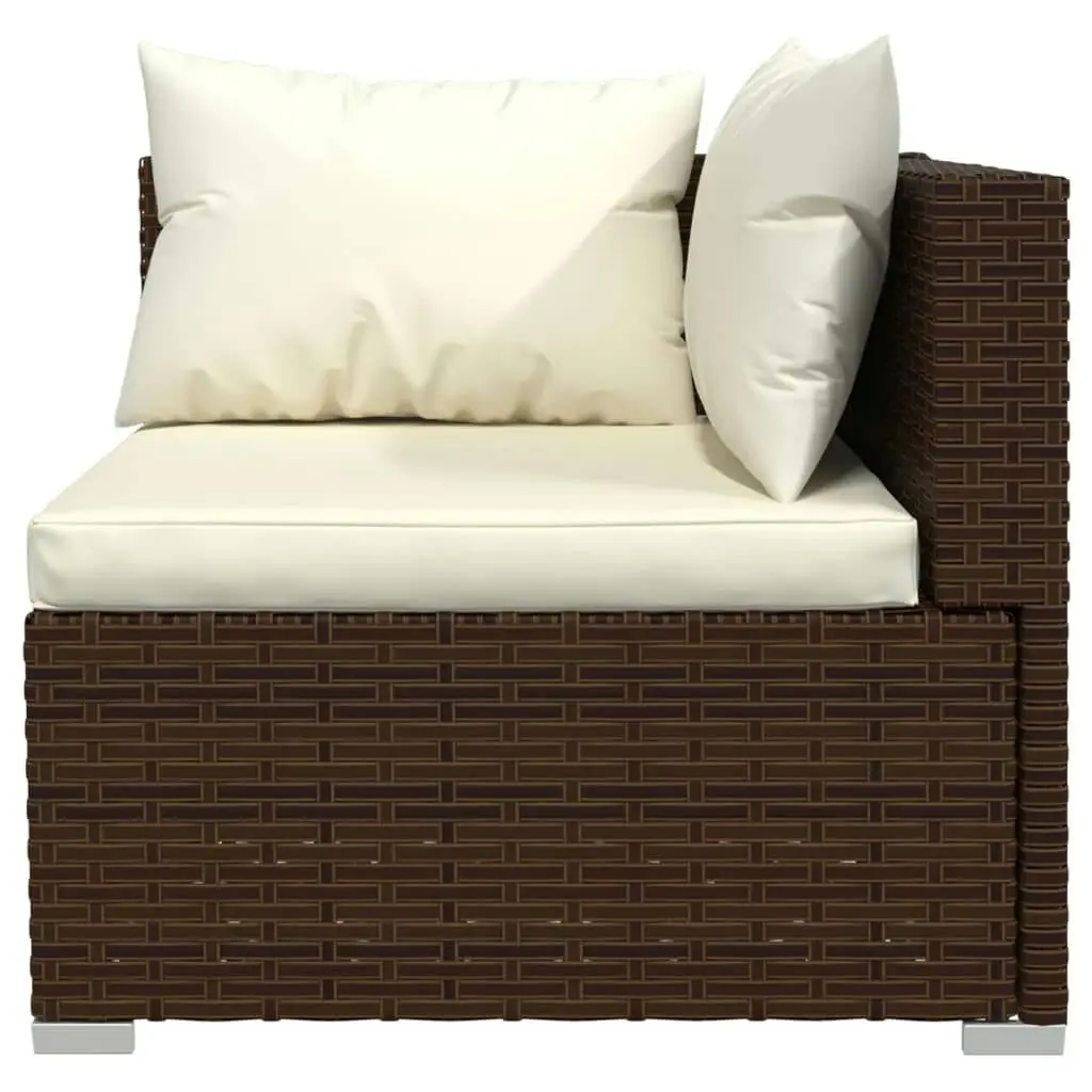 7 Piece Garden Lounge Set with Cushions Poly Rattan Brown 3102338