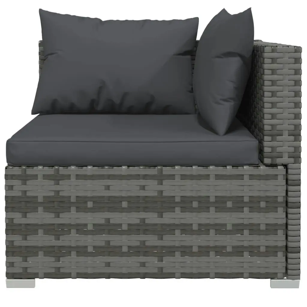 7 Piece Garden Lounge Set with Cushions Poly Rattan Grey 3101725