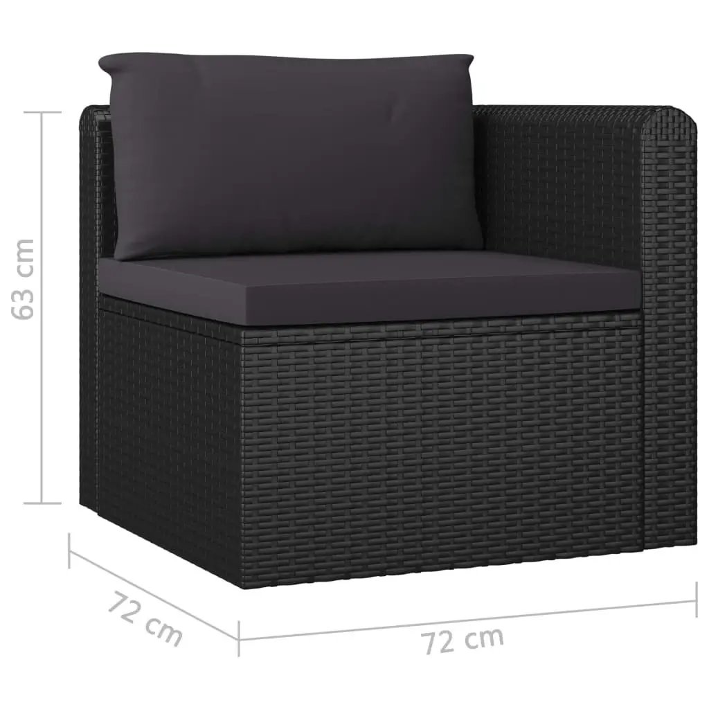 7 Piece Garden Lounge Set with Cushions Poly Rattan Black 3059501