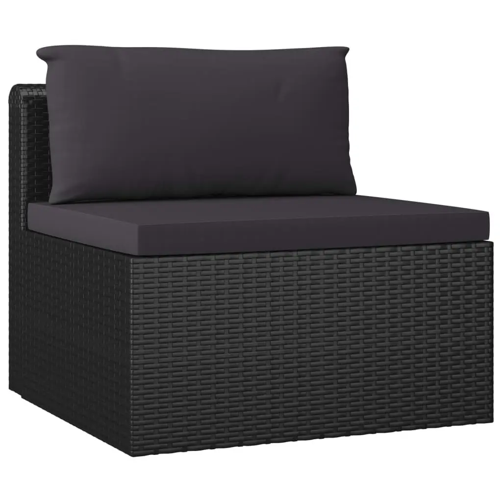 7 Piece Garden Lounge Set with Cushions Poly Rattan Black 3059501