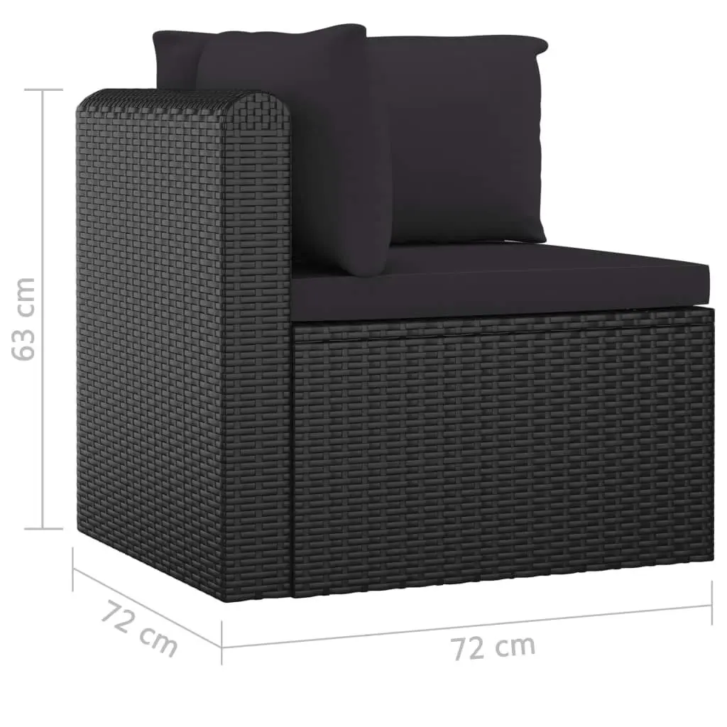 7 Piece Garden Lounge Set with Cushions Poly Rattan Black 3059501