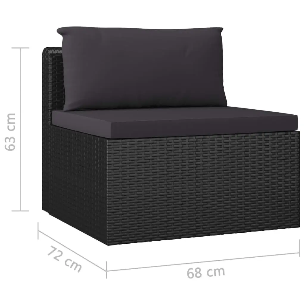 7 Piece Garden Lounge Set with Cushions Poly Rattan Black 3059501