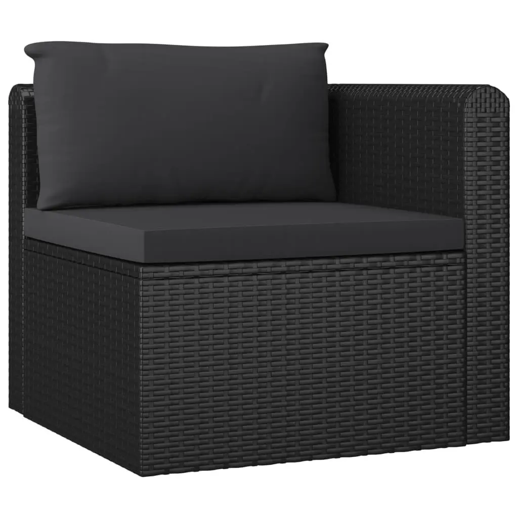 7 Piece Garden Lounge Set with Cushions Poly Rattan Black 3059501