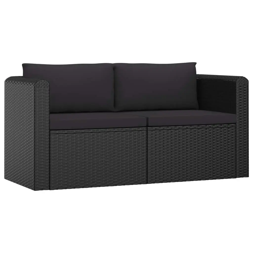 7 Piece Garden Lounge Set with Cushions Poly Rattan Black 3059501