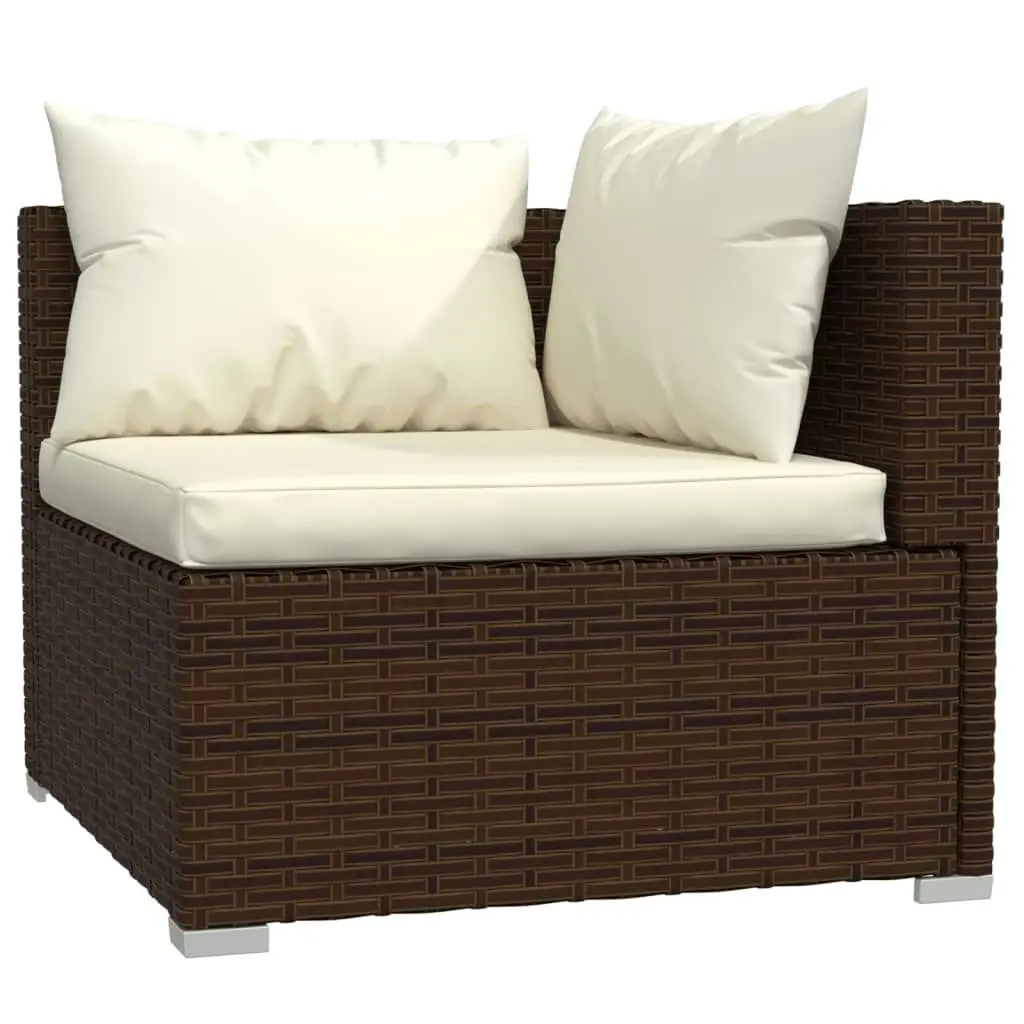 7 Piece Garden Lounge Set with Cushions Poly Rattan Brown 3101738