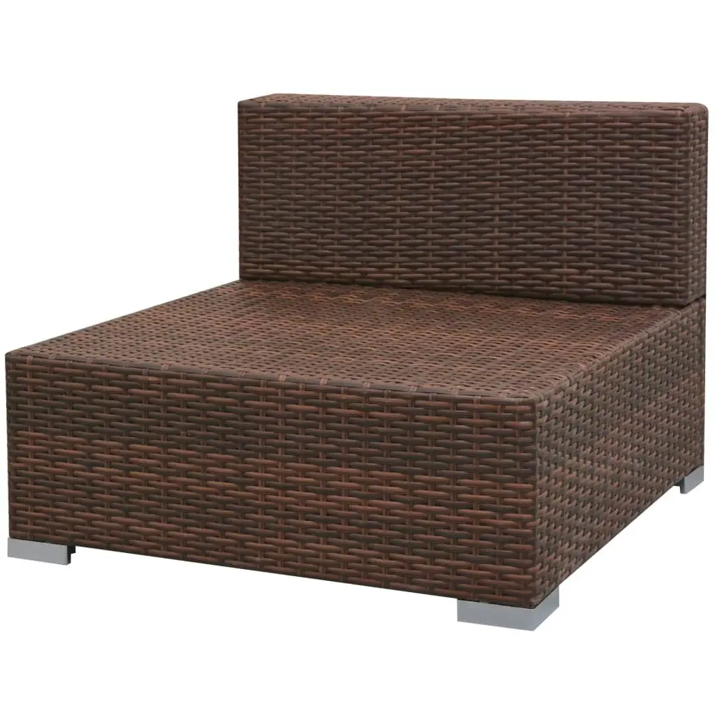 7 Piece Garden Lounge Set with Canopy Poly Rattan Brown 42749