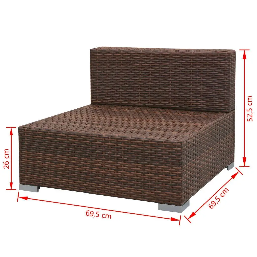 7 Piece Garden Lounge Set with Canopy Poly Rattan Brown 42749