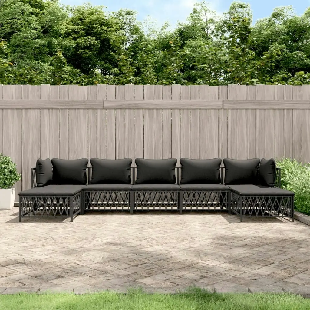 7 Piece Garden Lounge Set with Cushions Anthracite Steel 3186905