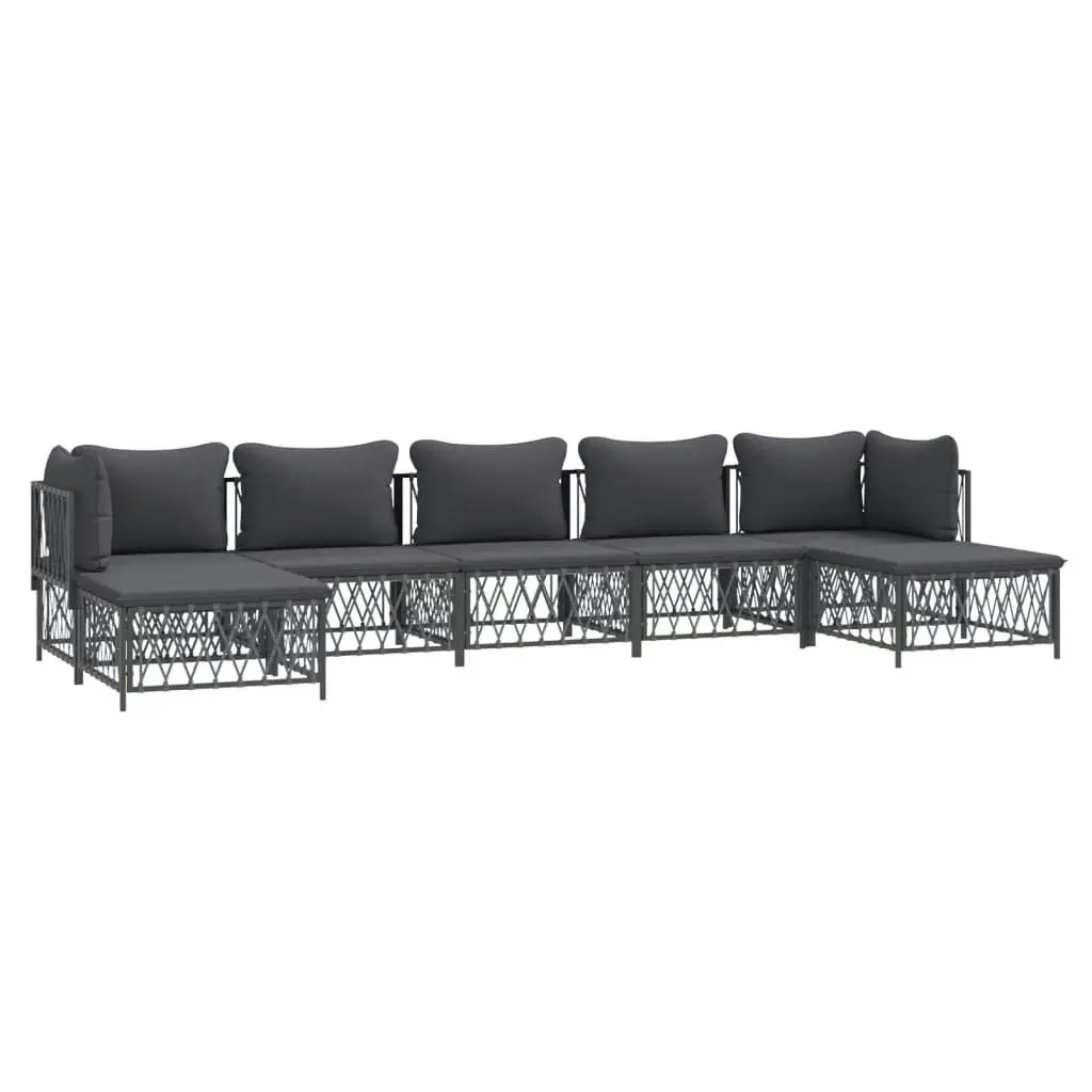 7 Piece Garden Lounge Set with Cushions Anthracite Steel 3186905