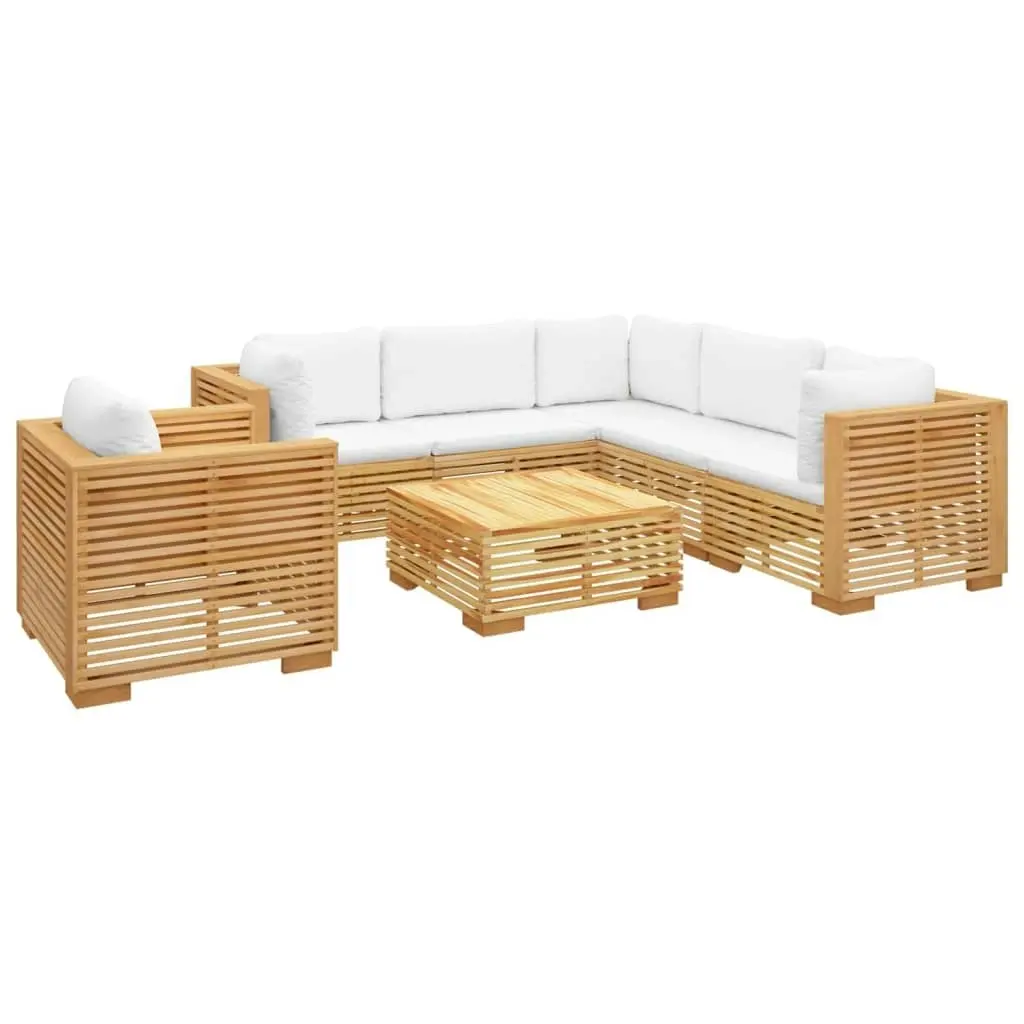 7 Piece Garden Lounge Set with Cushions Solid Teak Wood 3100875