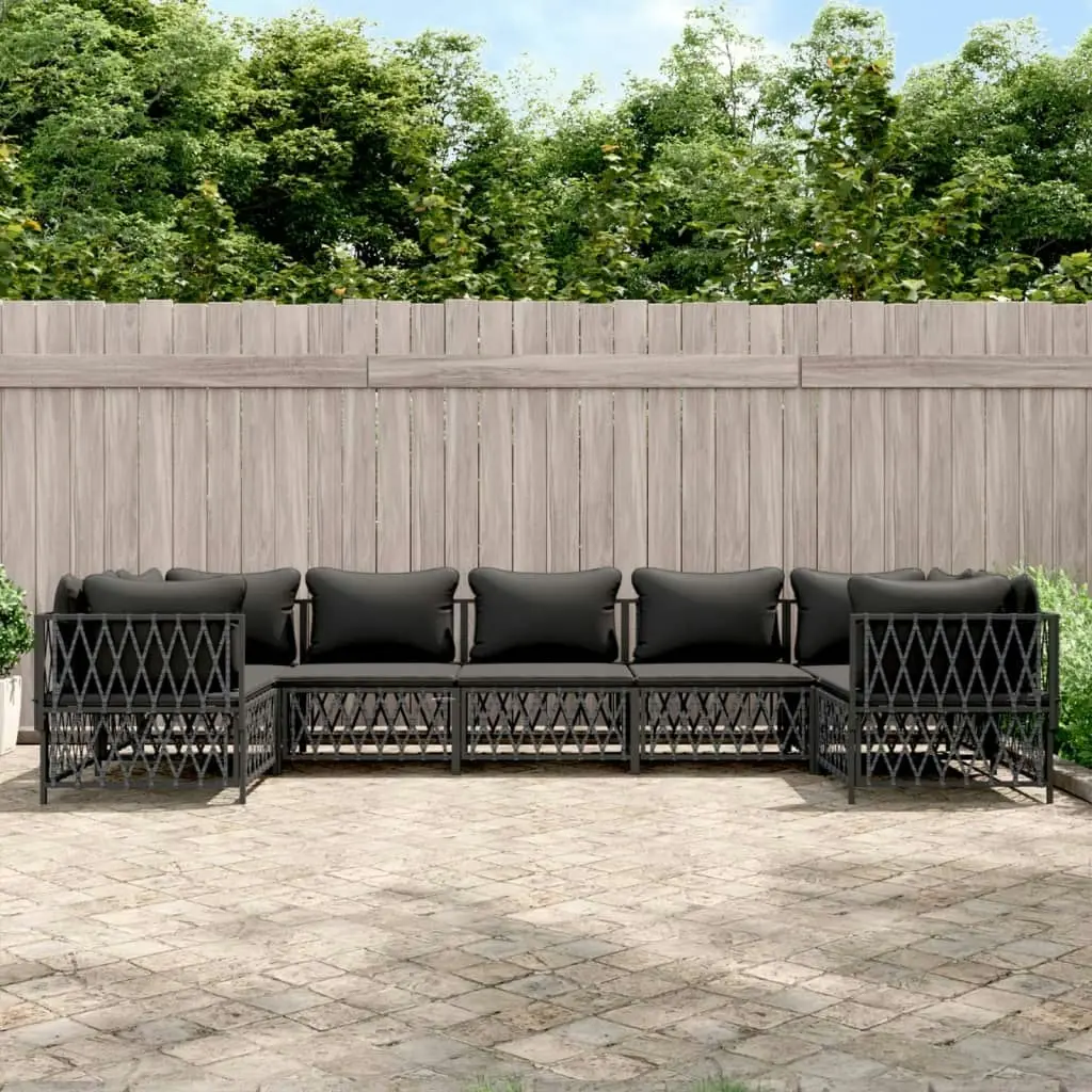 7 Piece Garden Lounge Set with Cushions Anthracite Steel 3186923