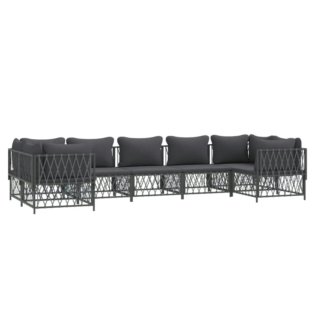 7 Piece Garden Lounge Set with Cushions Anthracite Steel 3186923