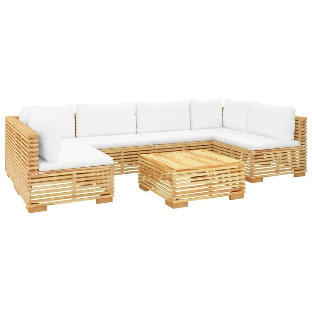 7 Piece Garden Lounge Set with Cushions Solid Teak Wood 3100893