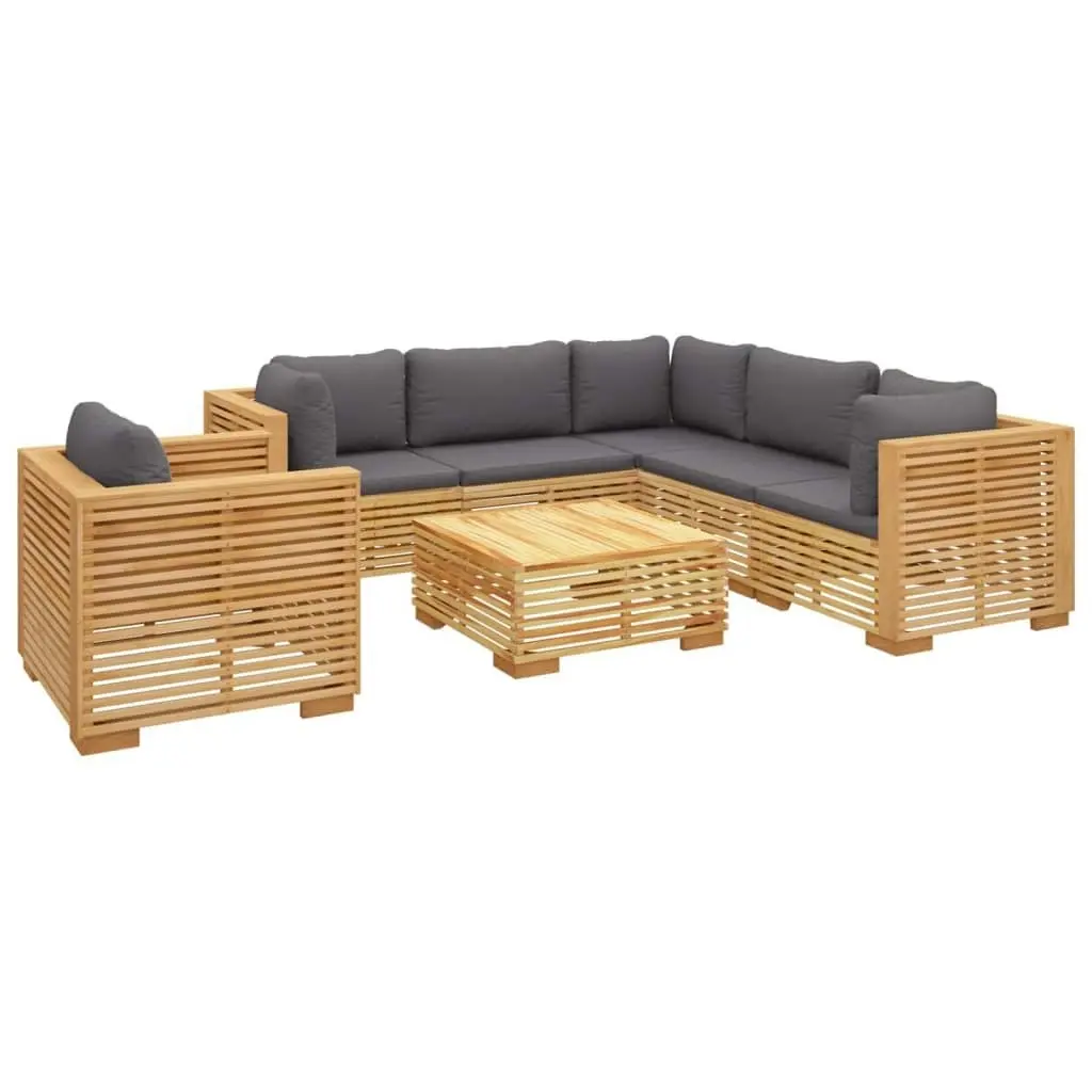 7 Piece Garden Lounge Set with Cushions Solid Teak Wood 3100876