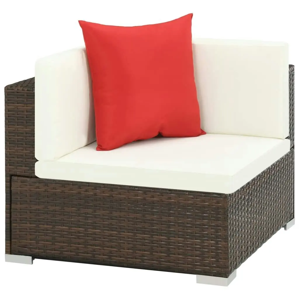 7 Piece Garden Lounge Set with Cushions Poly Rattan Brown 44600