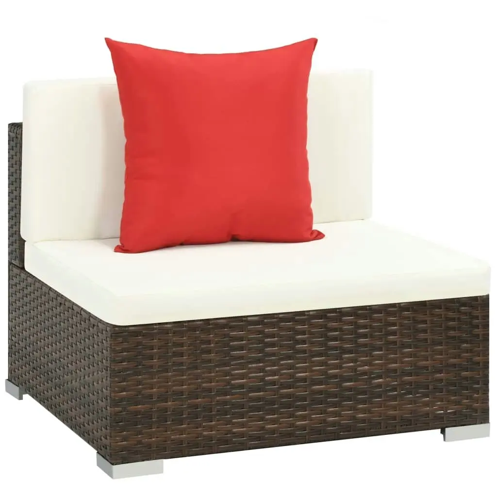 7 Piece Garden Lounge Set with Cushions Poly Rattan Brown 44600