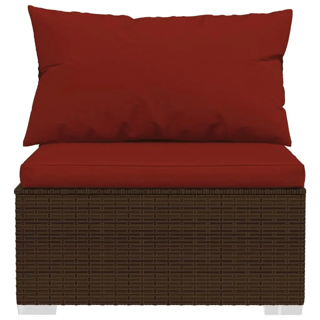 7 Piece Garden Lounge Set with Cushions Poly Rattan Brown 3102235