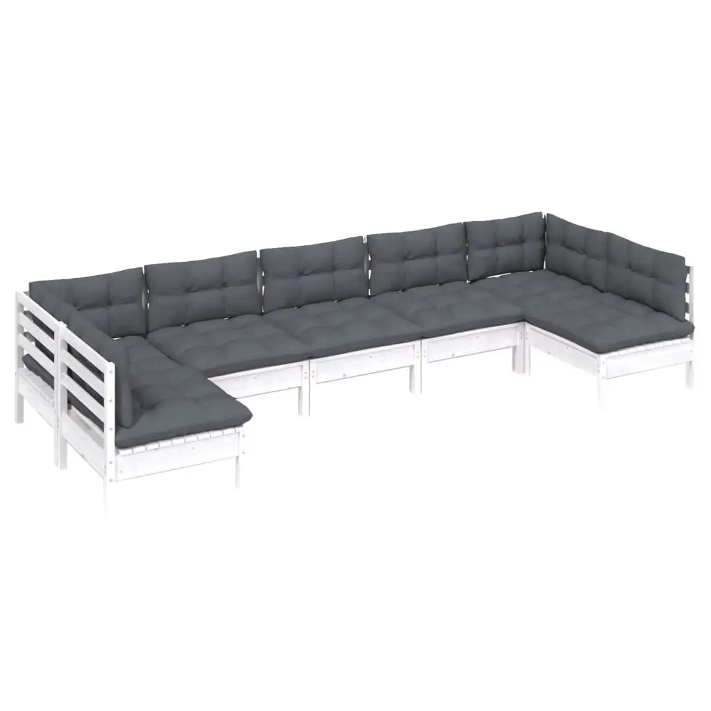 7 Piece Garden Lounge Set with Cushions White Solid Pinewood 3097164